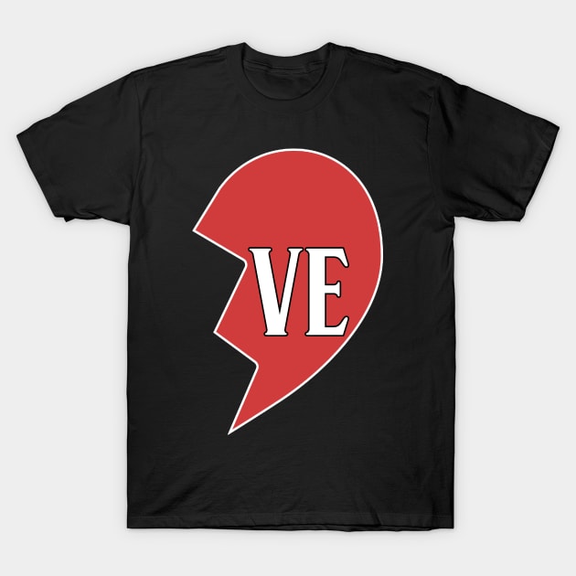 Love Half Hearts Couple Shirts Valentines Day T-Shirt by Mesyo